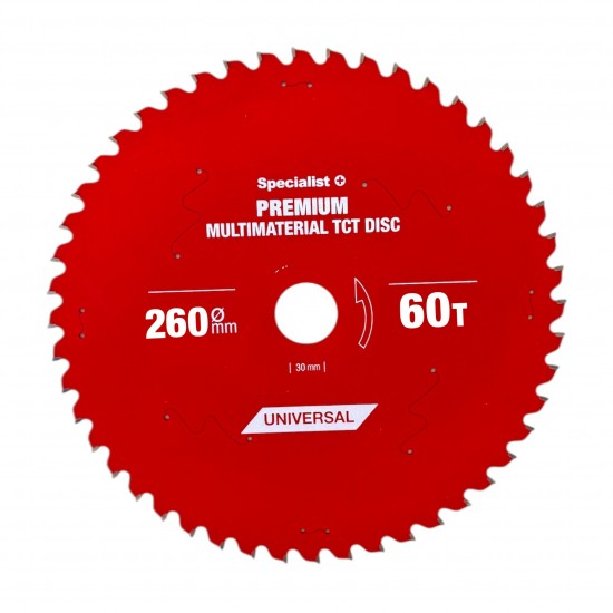 Pjovimo diskas 260x60Tx30mm, Multimaterial PREMIUM, SPECIALIST+ Pjovimo diskas 260x60Tx30mm, Multimaterial PREMIUM, SPECIALIST+