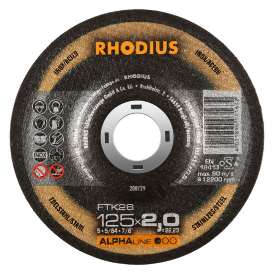Pjovimo diskas FTK26 125x2,0 mm. RHODIUS