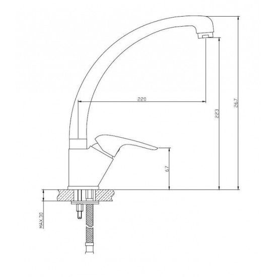 Plautuvės maišytuvas S-Line Pro, SL281, aukštu čiaupu
