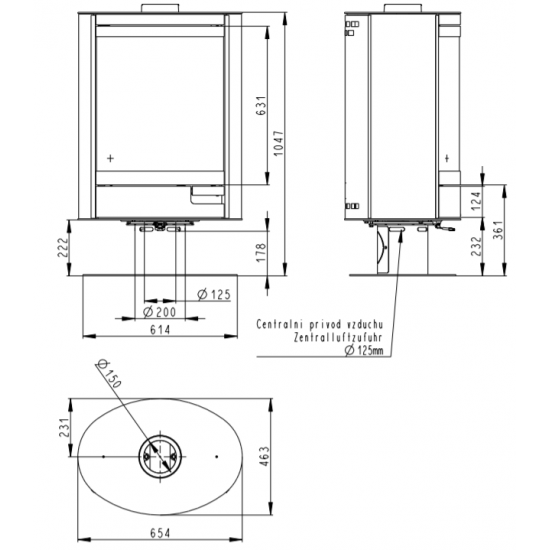 Plieninė krosnelė Romotop STROMBOLI N03, lenktu stiklu