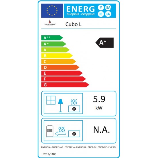 Plieninė krosnelė Spartherm CUBO L su siaura malkine dešinėje, perlo spalva