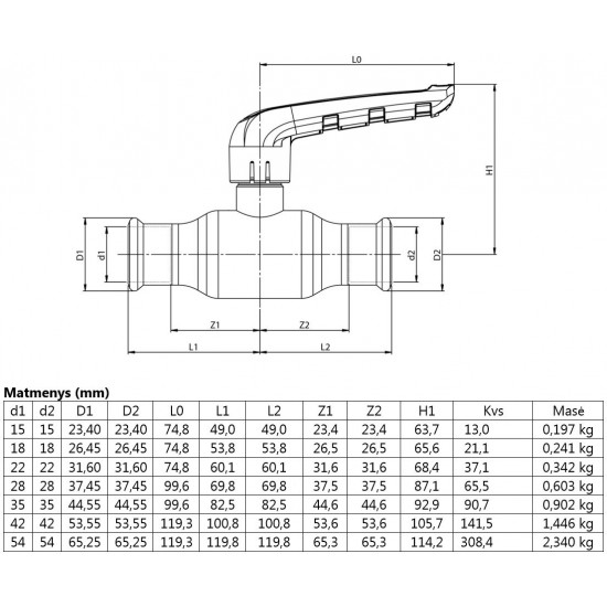 Plieninis pres. rutulinis ventilis KAN-therm - 15