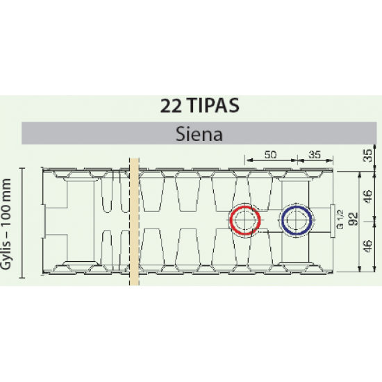 Plieninis radiatorius GALANT UNI 22UNI-35-0600, universalus prijungimas