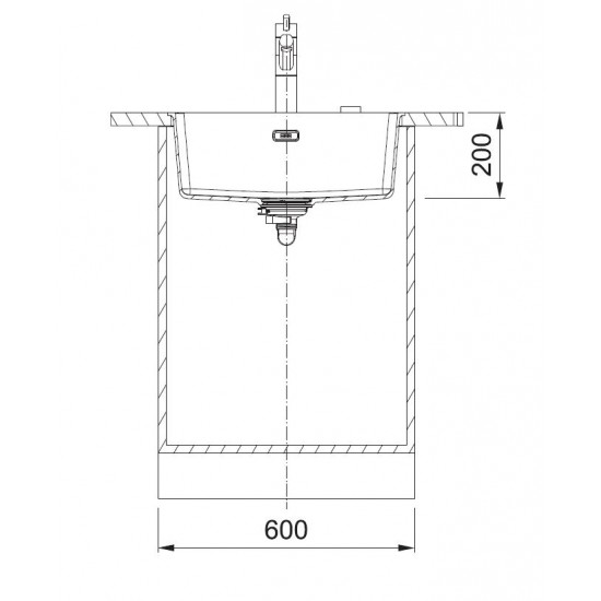 Po stalviršiu montuojama granitinė plautuvė Franke Maris, MRG 110-52, Juoda matinė, juodas rankinis ventilis