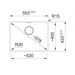 Po stalviršiu montuojama granitinė plautuvė Franke Maris, MRG 110-52, Onyx, rankinis ventilis