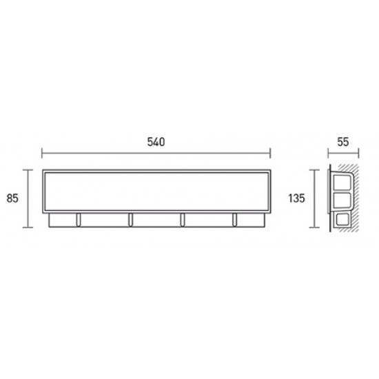 Potinkinė dėžutė 540x135x55 mm horizontalus išleidimas (pilna dėžė 15vnt.)