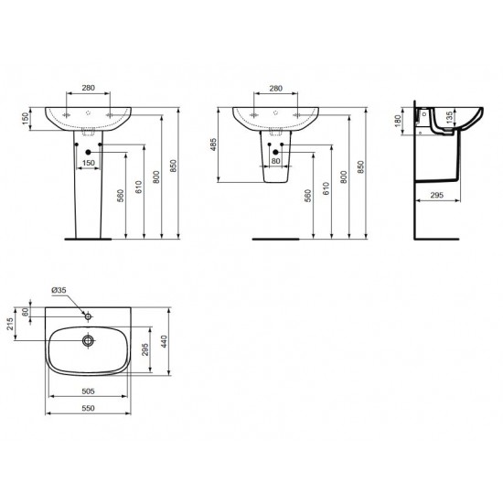 Praustuvas Ideal Standard i.life A, 55 cm
