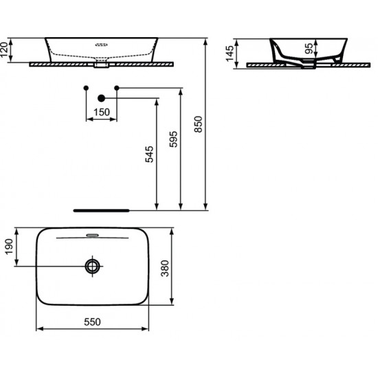 Praustuvas Ideal Standard Ipalyss, 550x380 mm su perlaja, baltas