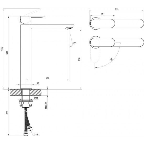 Praustuvo maišytuvas Ravak Chrome II, 300 mm, CR II 015.21BL juodas, BeCool Praustuvo maišytuvas Ravak Chrome II, 300 mm, CR II 015.21BL juodas, BeCool