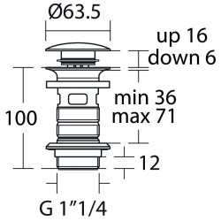 Praustuvo sifono vožtuvas Ideal Standard, praustuvams su persipylimu, Magnetic Grey