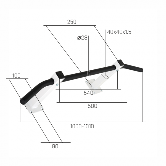 Prie sienos montuojamas skersinis SANRO LM-1 baltas-juodas, iki 150kg