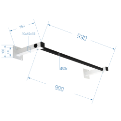 Prie sienos montuojamas skersinis SANRO LM-2 juodas, iki 150kg