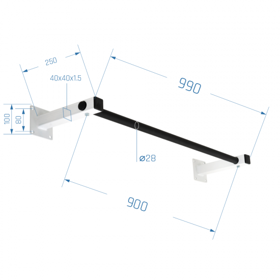 Prie sienos montuojamas skersinis SANRO LM-2 juodas, iki 150kg