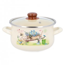 Puodas emaliuotas 20cm 3.4L su stikliniu dangčiu GARDEN