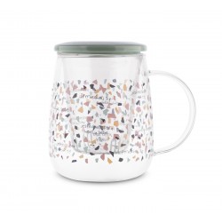 Puodukas stikl. 500ml su sieteliu+dangteliu C/B