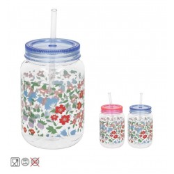 Puodukas-stiklainis plast. su šiaudeliu 550ml