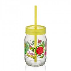 Puodukas- stiklainis su šiaudeliu 370ml C-162