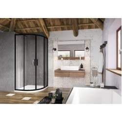 Pusapvalė dušo kabina Ravak Blix Slim, BLSCP4-80 juoda+stiklas Transparent