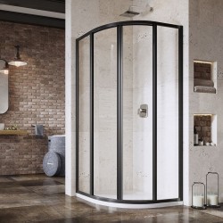 Pusapvalė dušo kabina Ravak Supernova, SKCP4-80 195, juoda+stiklas Transparent