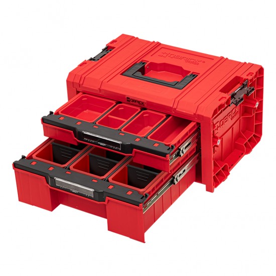 QBRICK PRO įrankių dėžė su 2 stalčiais 2.0 EXPERT RED