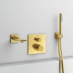 Rankinės dušo galvos laikiklis Ideal Standard IdealRain, Cube su jungtimi, Brushed Gold