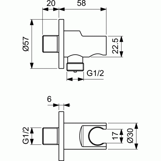 Rankinės dušo galvos laikiklis Ideal Standard IdealRain, su jungtimi, Magnetic Grey