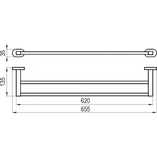 Rankšluosčių laikiklis Ravak Chrome, CR 320.00 66 cm dvigubas Rankšluosčių laikiklis Ravak Chrome, CR 320.00 66 cm dvigubas