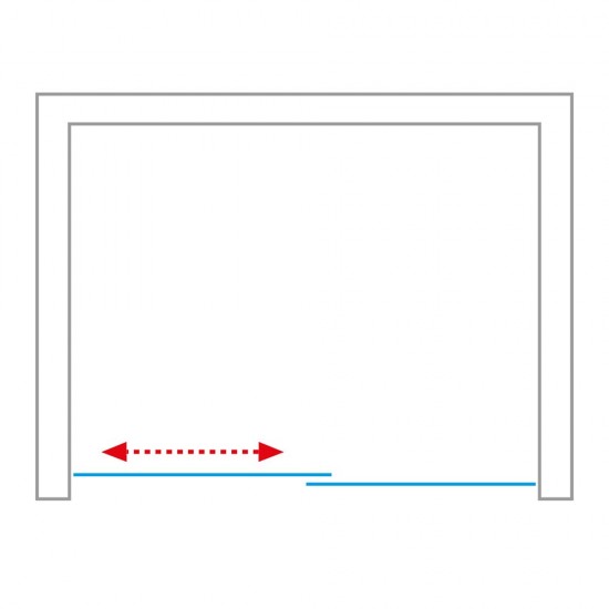 Slankiojančios dušo durys KID2/1500, profilis blizgus, stiklas skaidrus