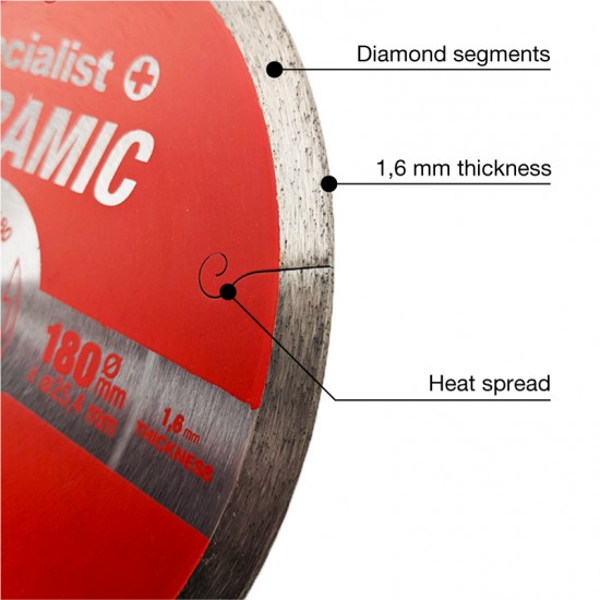 SPECIALIST+ deim. diskas CERAMIC, 180x25,4x1,6 mm SPECIALIST+ deim. diskas CERAMIC, 180x25,4x1,6 mm