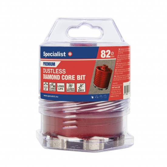 SPECIALIST+ deimantinė gręžimo karūna PREMIUM, 82 mm SPECIALIST+ deimantinė gręžimo karūna PREMIUM, 82 mm