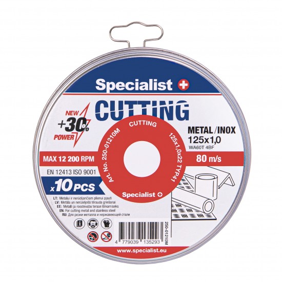 SPECIALIST+ metalo pj.diskas CUTTING, 125x1x22 mm 10 vnt. metal. d SPECIALIST+ metalo pj.diskas CUTTING, 125x1x22 mm 10 vnt. metal. d