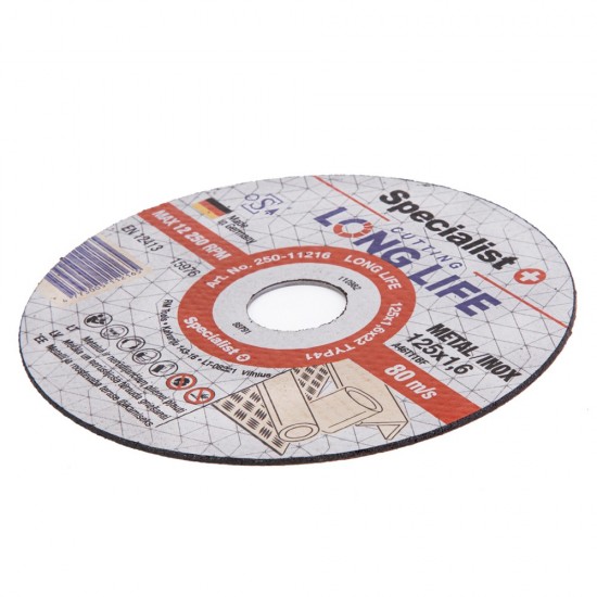 SPECIALIST+ metalo pj.diskas LONG LIFE, 125x1.6x22 mm SPECIALIST+ metalo pj.diskas LONG LIFE, 125x1.6x22 mm