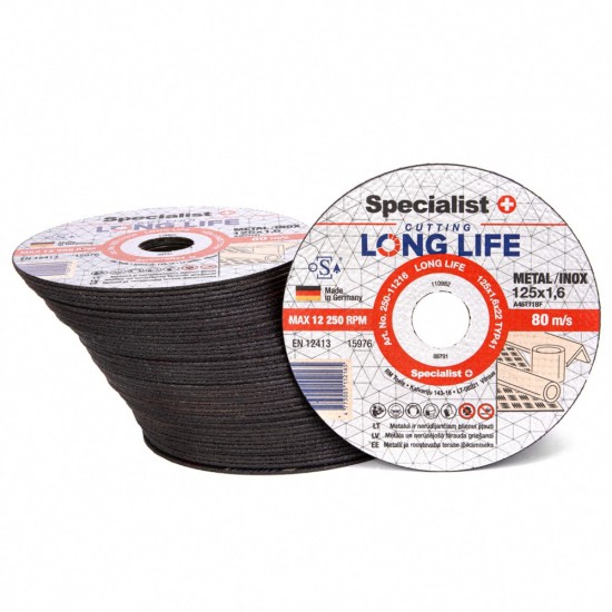 SPECIALIST+ metalo pj.diskas LONG LIFE, 125x1.6x22 mm SPECIALIST+ metalo pj.diskas LONG LIFE, 125x1.6x22 mm