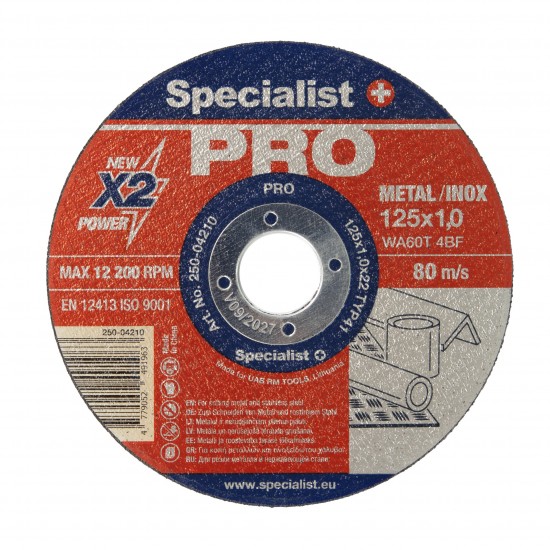 SPECIALIST+ metalo pj.diskas PRO, 125x1x22 mm SPECIALIST+ metalo pj.diskas PRO, 125x1x22 mm