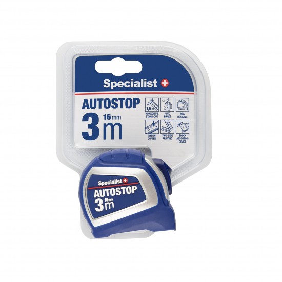 SPECIALIST+ ruletė AUTOSTOP 3 m, 16 mm SPECIALIST+ ruletė AUTOSTOP 3 m, 16 mm