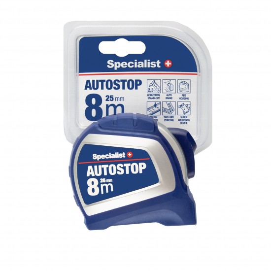 SPECIALIST+ ruletė AUTOSTOP 8 m, 25 mm