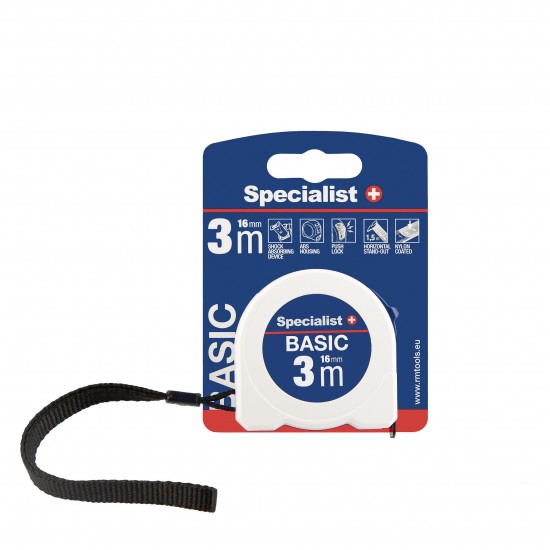 SPECIALIST+ ruletė BASIC 3 m, 16 mm SPECIALIST+ ruletė BASIC 3 m, 16 mm