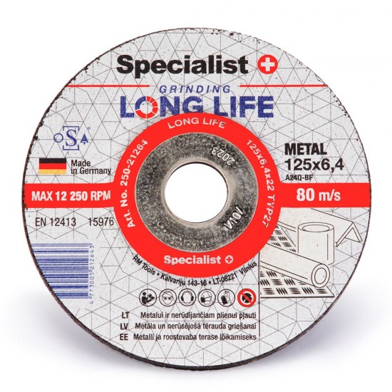 SPECIALIST+ šlif. diskas LONG LIFE, 125x6.4x22 mm SPECIALIST+ šlif. diskas LONG LIFE, 125x6.4x22 mm