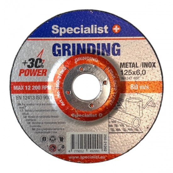 SPECIALIST+ šlifavimo diskas GRINDING, 125x6x22 mm