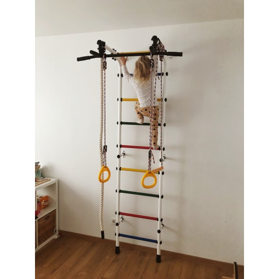 Sporto kompleksas (gimnastikos sienelė) HAPPY KID žydra-vaivorykštė, 230x52,5cm