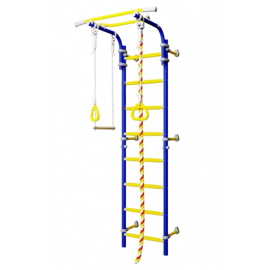 Sporto kompleksas (gimnastikos sienelė) SANRO NEXT-1 mėlyna-geltona, 227x49cm