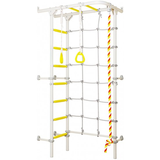 Sporto kompleksas (gimnastikos sienelė) SANRO S4 balta-geltona, 219,6x70,2x119cm Sporto kompleksas (gimnastikos sienelė) SANRO S4 balta-geltona, 219,6x70,2x119cm