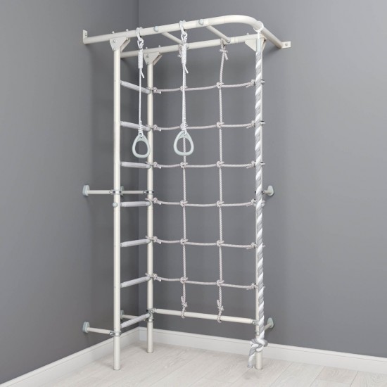 Sporto kompleksas (gimnastikos sienelė) SANRO S4 Pastel balta-pilka, 219,6x70,2x119cm
