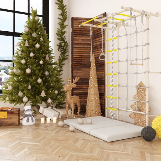 Sporto kompleksas (gimnastikos sienelė) SANRO S7 balta-geltona, 219,6x154cm