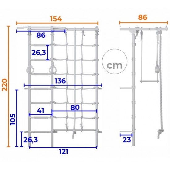 Sporto kompleksas (gimnastikos sienelė) SANRO S7 balta-geltona, 219,6x154cm Sporto kompleksas (gimnastikos sienelė) SANRO S7 balta-geltona, 219,6x154cm