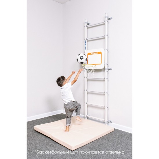 Sporto kompleksas (gimnastikos sienelė) su skersiniu 2in1 SANRO S11 Pastel balta-pilka, 211x49cm Sporto kompleksas (gimnastikos sienelė) su skersiniu 2in1 SANRO S11 Pastel balta-pilka, 211x49cm