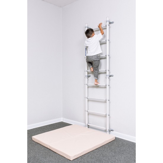Sporto kompleksas (gimnastikos sienelė) su skersiniu 2in1 SANRO S11 Pastel balta-pilka, 211x49cm Sporto kompleksas (gimnastikos sienelė) su skersiniu 2in1 SANRO S11 Pastel balta-pilka, 211x49cm