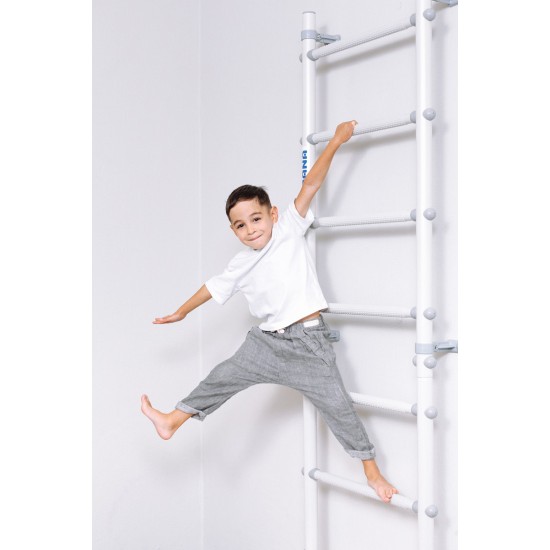 Sporto kompleksas (gimnastikos sienelė) su skersiniu 2in1 SANRO S11 Pastel balta-pilka, 211x49cm Sporto kompleksas (gimnastikos sienelė) su skersiniu 2in1 SANRO S11 Pastel balta-pilka, 211x49cm