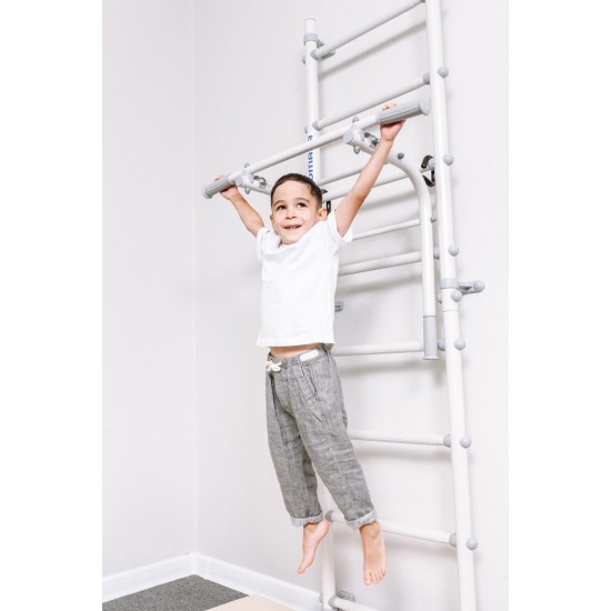 Sporto kompleksas (gimnastikos sienelė) su skersiniu 2in1 SANRO S11 Pastel balta-pilka, 211x49cm Sporto kompleksas (gimnastikos sienelė) su skersiniu 2in1 SANRO S11 Pastel balta-pilka, 211x49cm