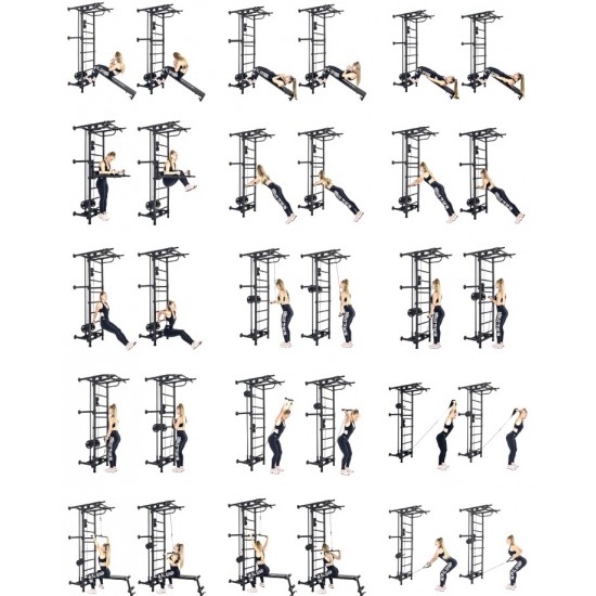 Sporto kompleksas-jėgos treniruoklis KRAFT SystemLight 3in1 FLEXTER juodas, 247x68,5cm